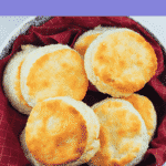 bowl of buttermilk biscuits with red cloth