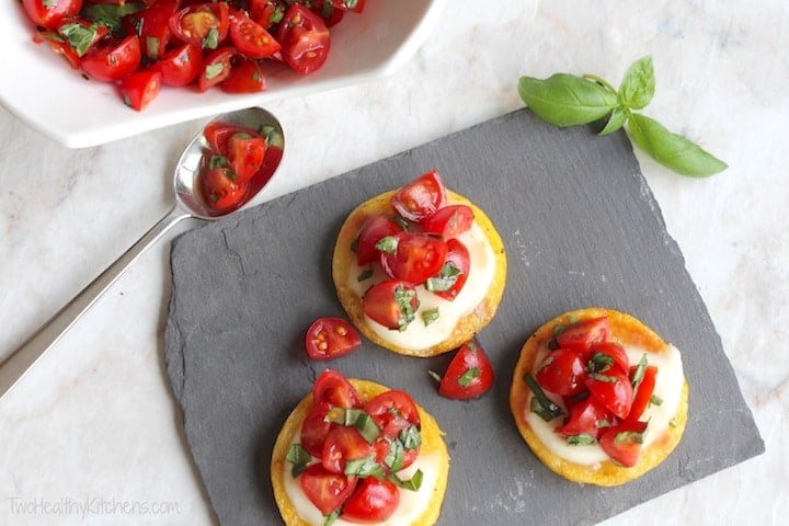 Easy Grilled Polenta with Fresh Mozzarella and Balsamic Tomatoes