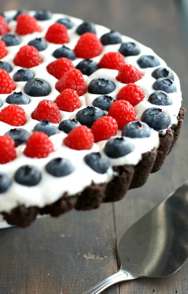 Patriotic Berry Tart with an Oreo Crust