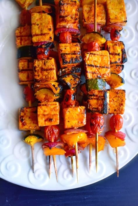 Sweet Spicy Thai Basil Tofu Skewers