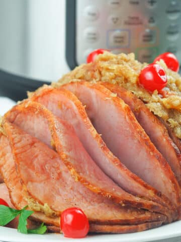 holiday ham sitting in front of instant pot