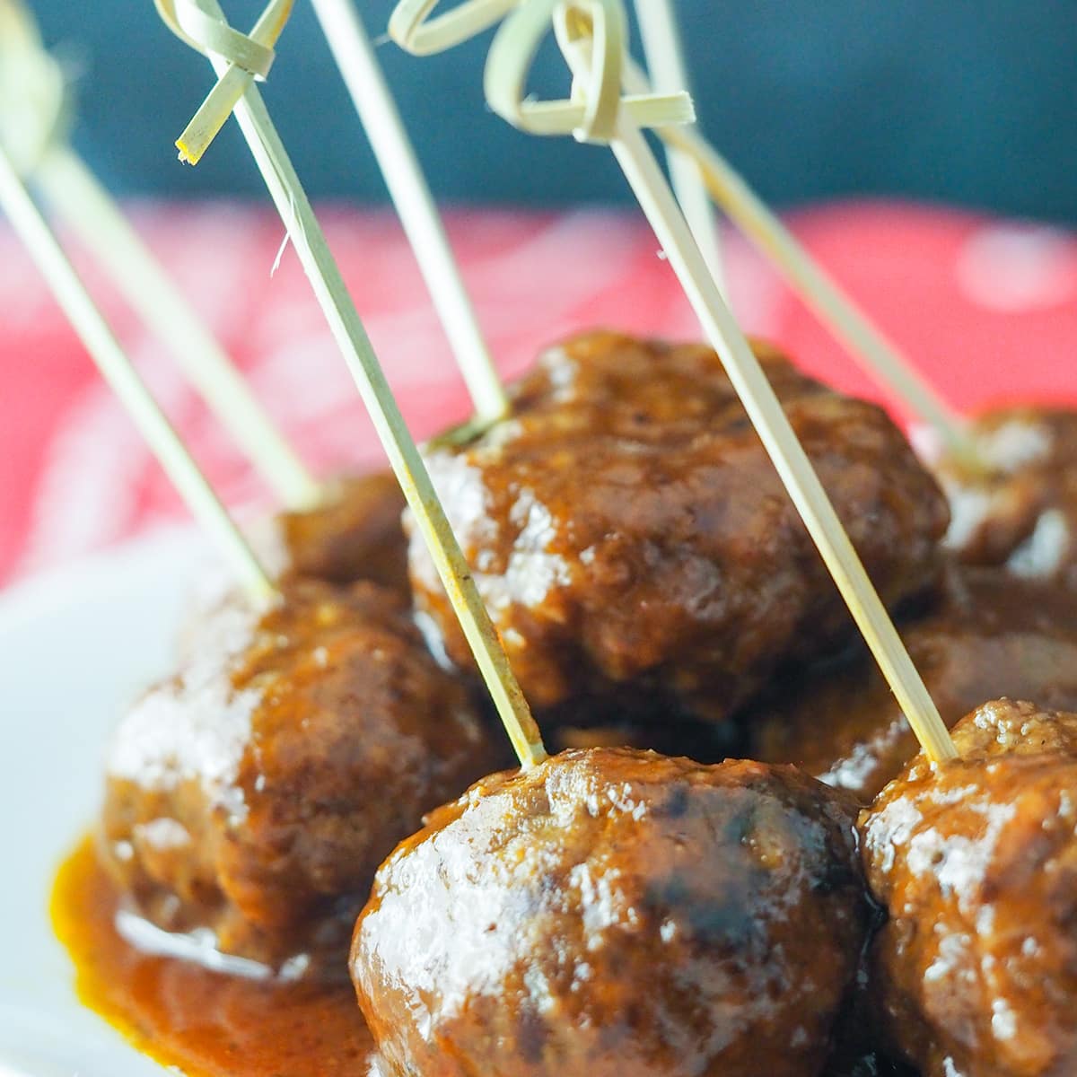 meatballs on plate with toothpicks for serving
