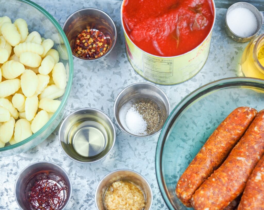 overhead shot of ingredients needed for soup