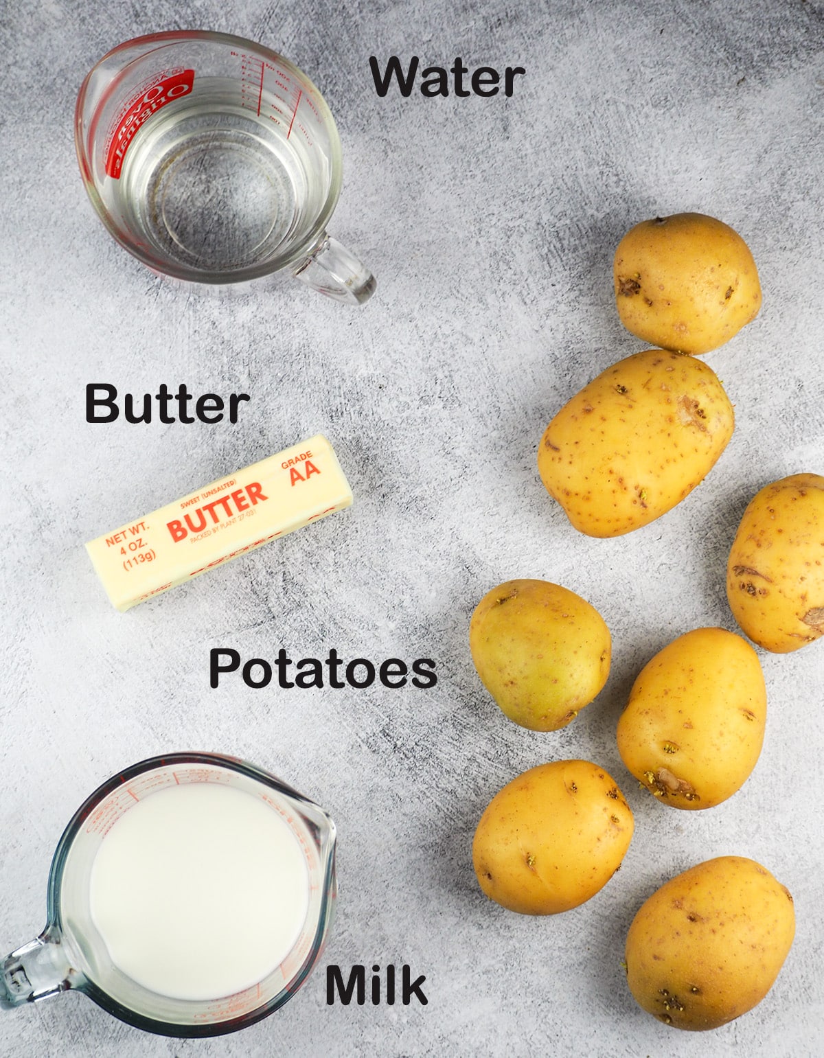 ingredients for mashed potatoes