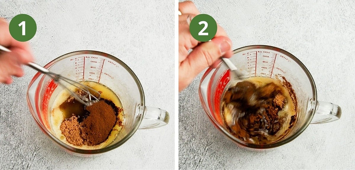 making the brown sugar filling in a measuring cup