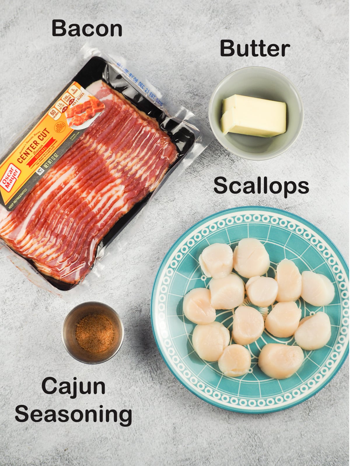 ingredients for bacon wrapped scallops