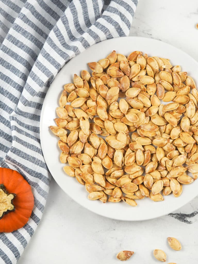 pumpkin seeds on plate