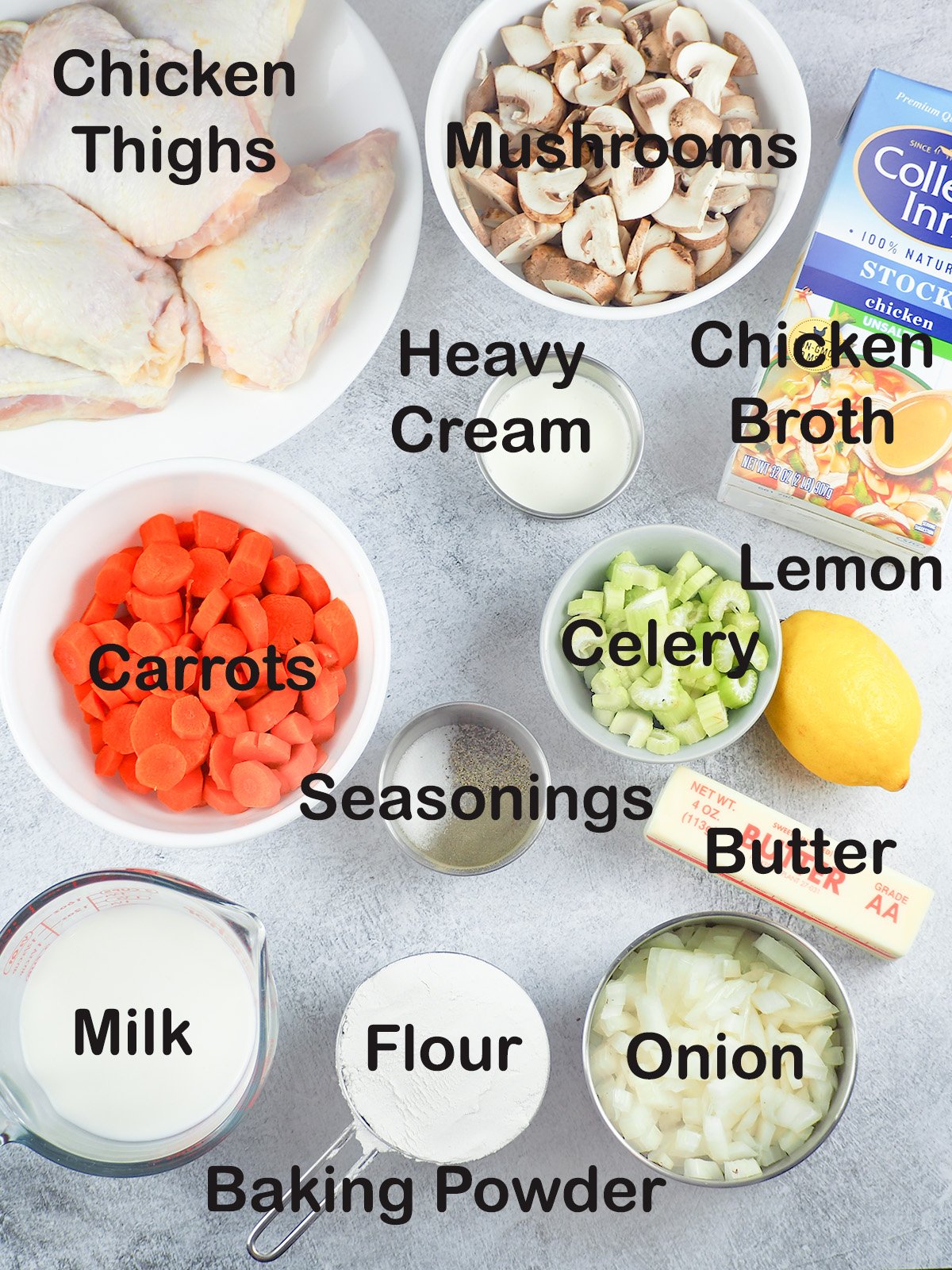 ingredients for instant pot chicken and dumplings