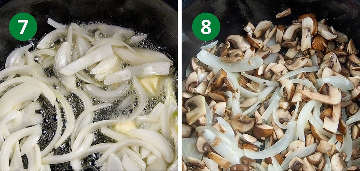 saute onions and mushrooms