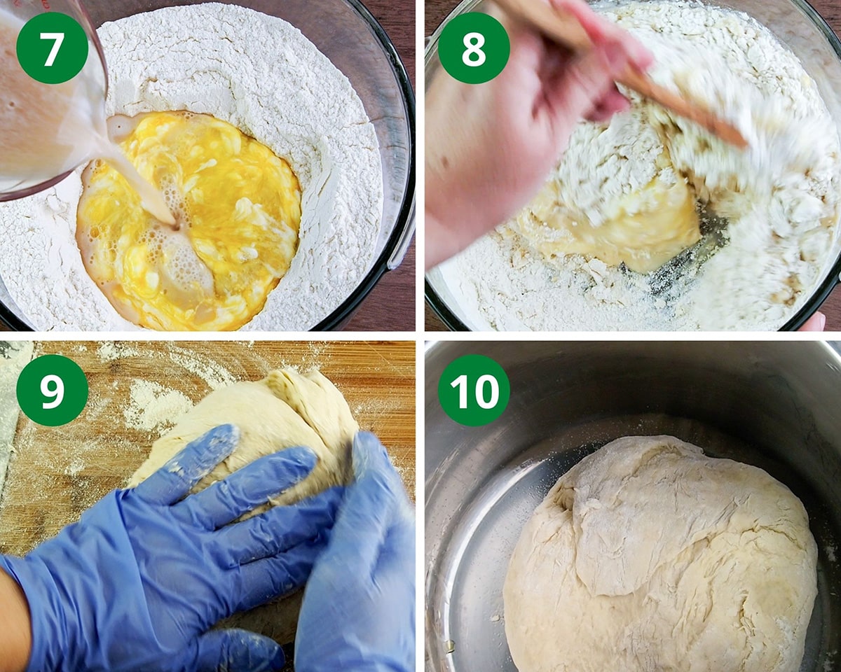 Stir all the ingredients together, knead dough, and allow to proof