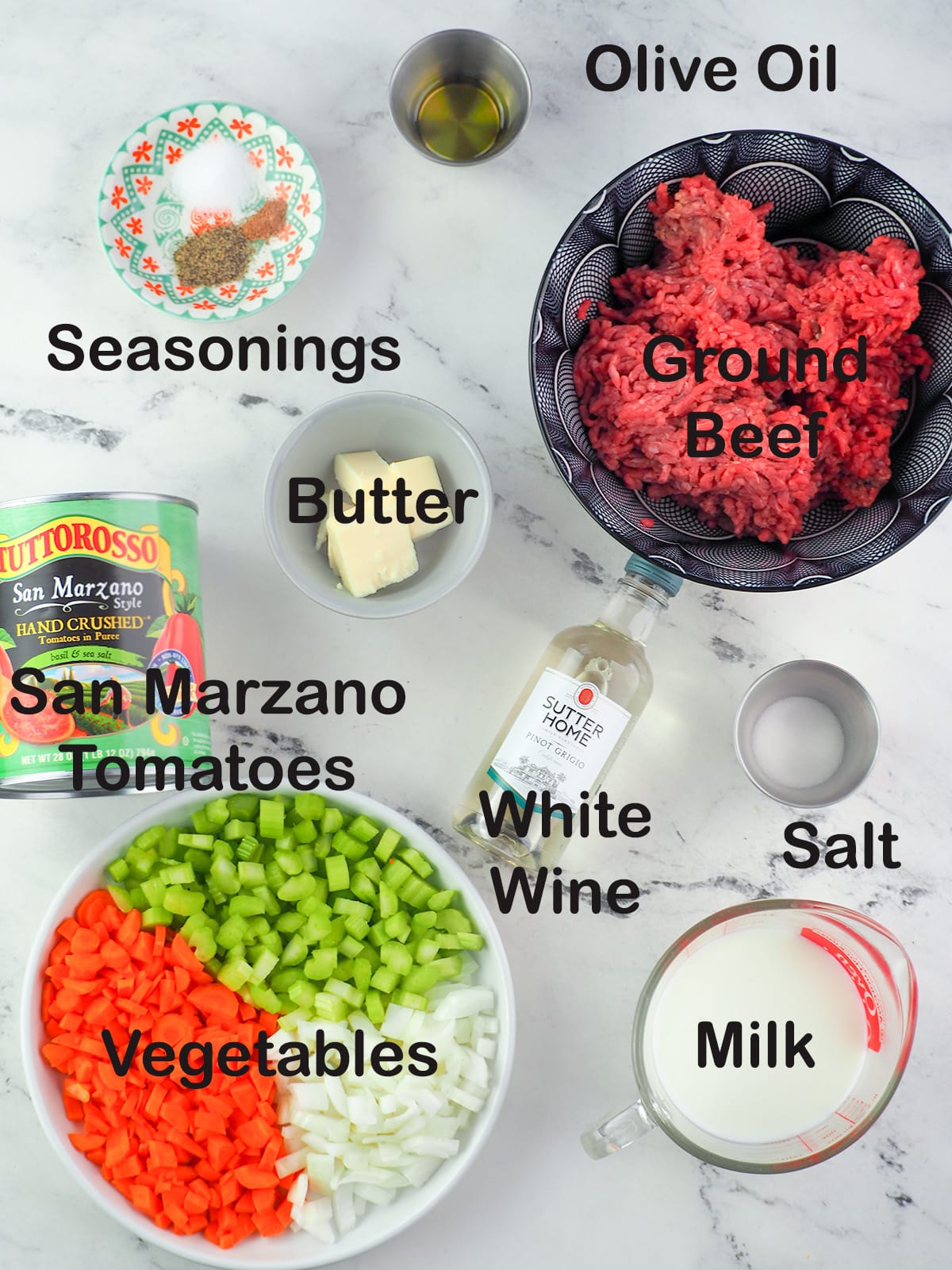 ingredients for bolognese sauce