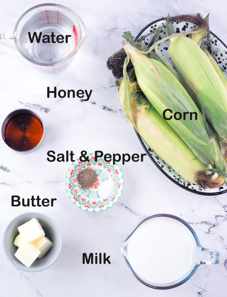ingredients for milk corn on the cob
