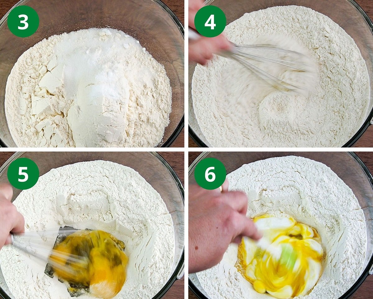 whisk together dry ingredients and start adding the wet ones