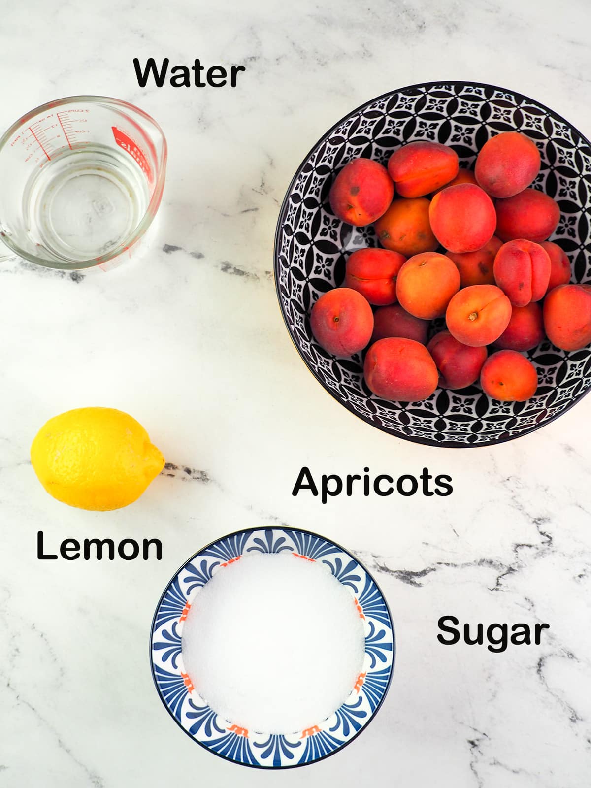ingredients for apricot jam