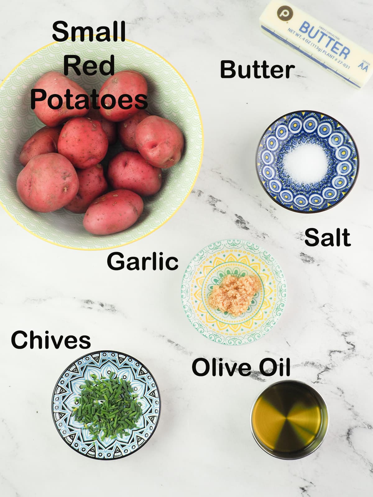 ingredients for whole roasted potatoes