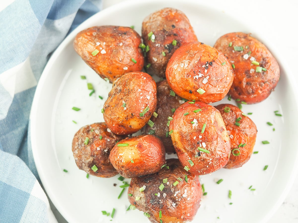 roasted potatoes on white plate