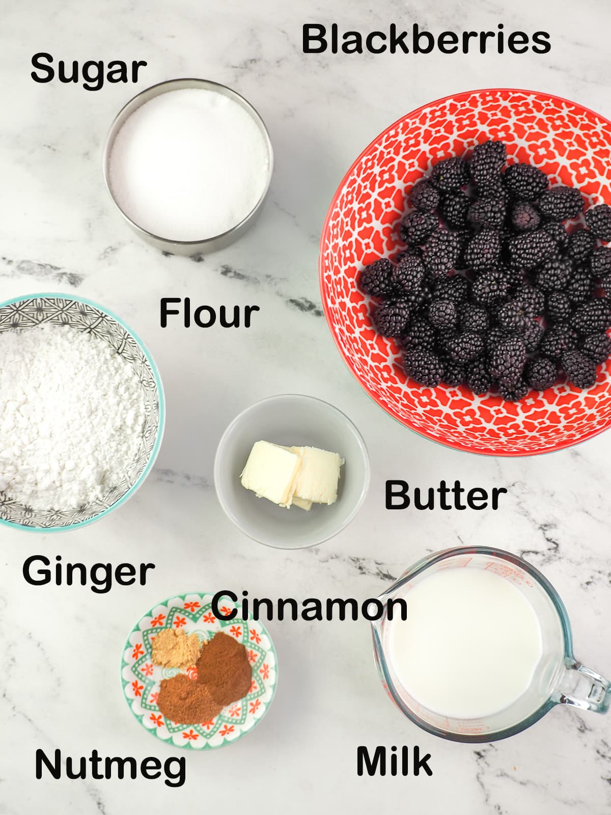 ingredients for blackberry cobbler