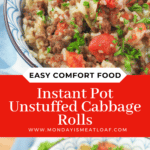 Unstuffed cabbage rolls in bowl.