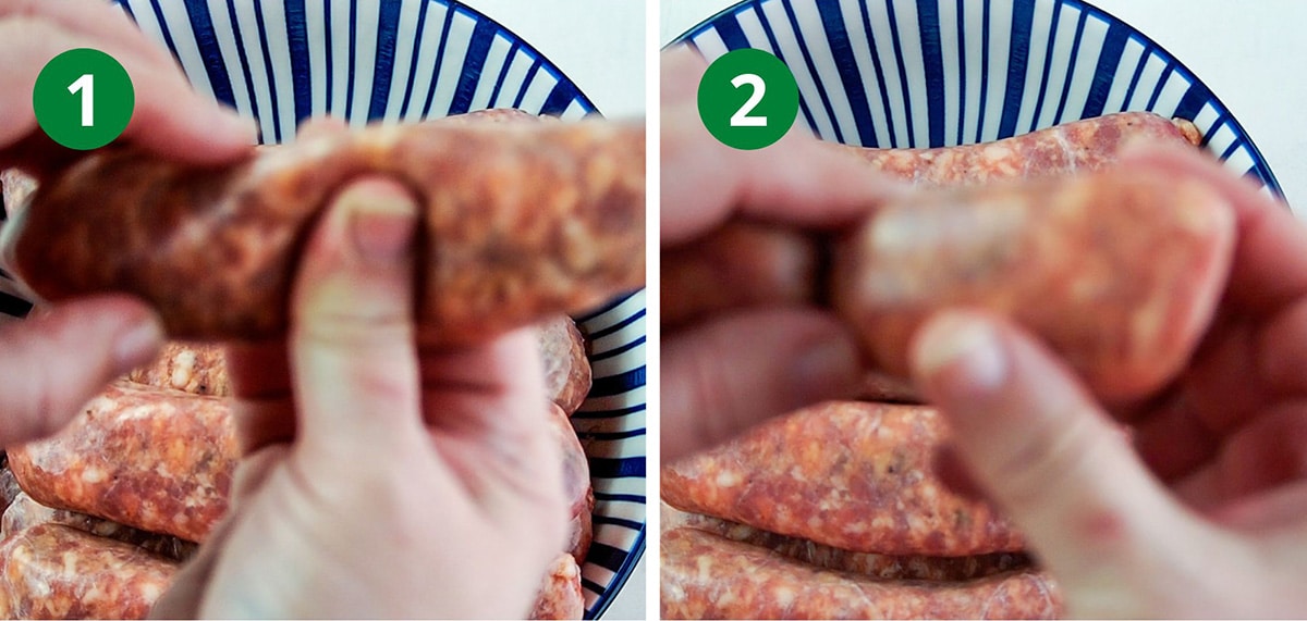pinch and twist the sausage