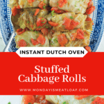 Stuffed cabbage rolls on plate and platter.