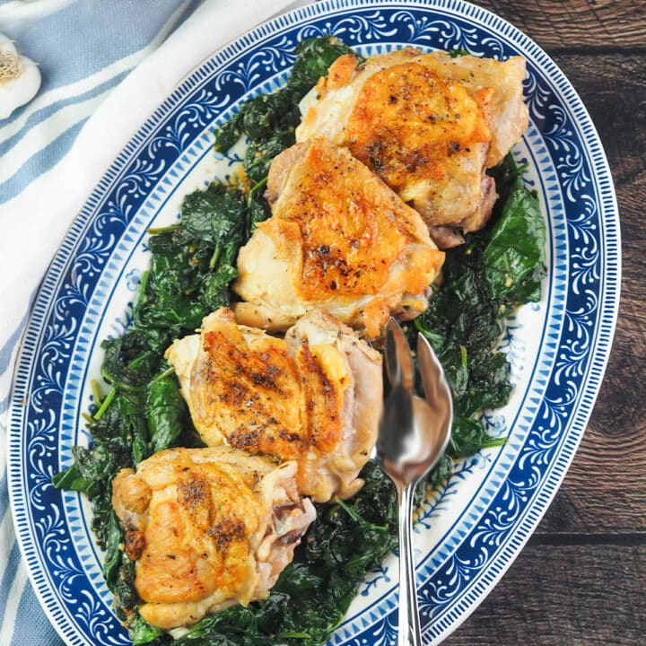 Chicken Thighs and Spinach - Monday Is Meatloaf