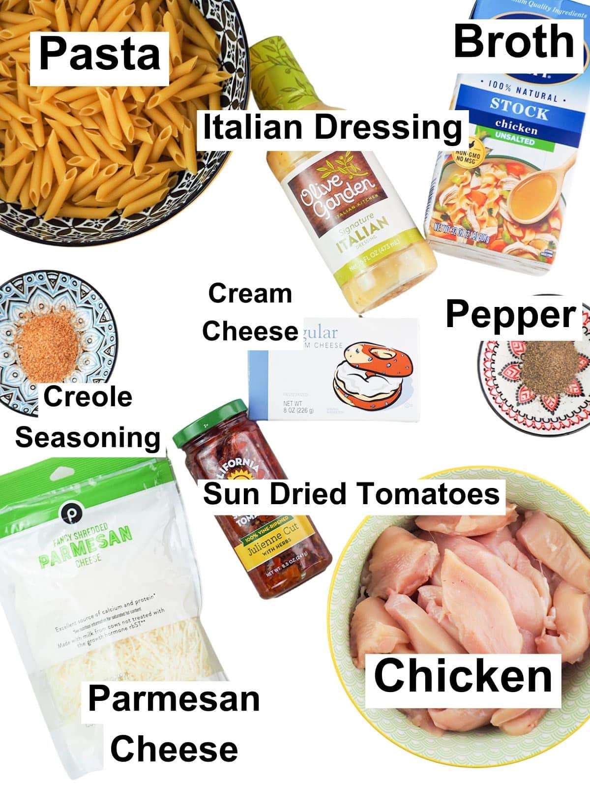 Ingredients for Instant Pot Olive Garden Chicken Pasta