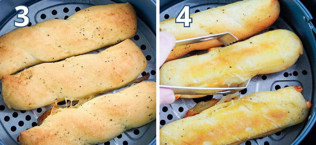 Turn breadsticks over and continue cooking for a few minutes