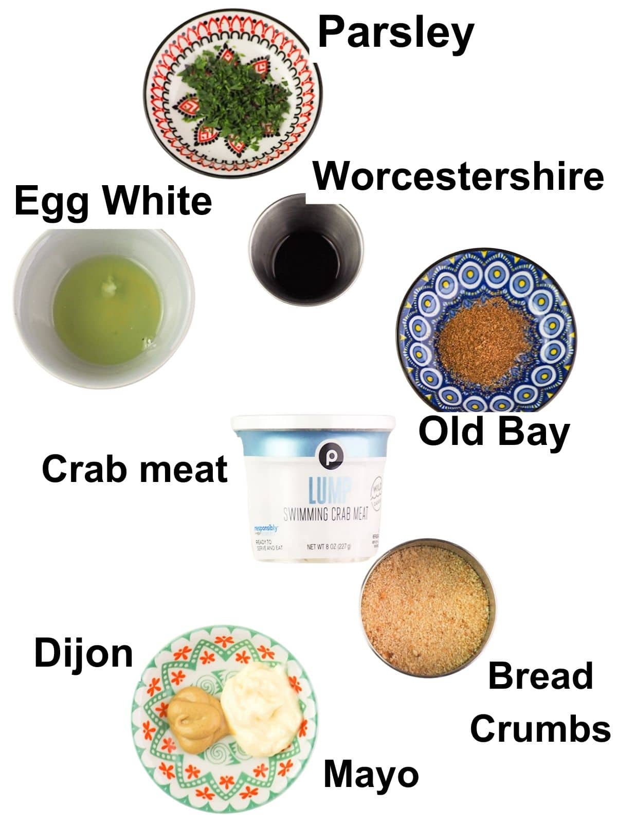 Ingredients for crab cakes