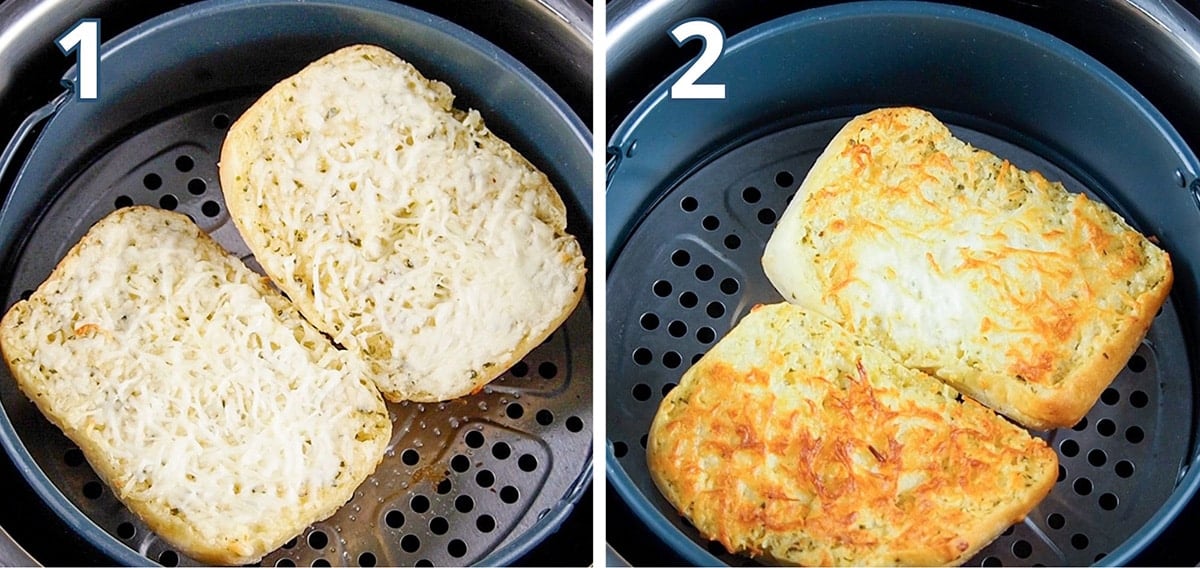 Place frozen bread in air fryer and cook