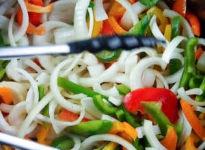 saute onions and peppers until soft